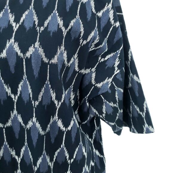 Pure Jill Oversize Blouse Blue Geo Pattern Small Petite Drop Shoulder Top Shirt - Picture 4 of 6